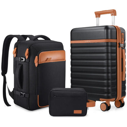 20" Carry On Suitcase, 3-Piece Luggage Set (24&28 inch sizes are not suitable for carry-on)& Travel Backpack, PC Hardside Spinner Luggage with TSA Lock, YKK Zipper, Lightweight Durable Suitcase for Men and Women Hard Shell Luggage
