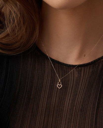 Diamond Heart Padlock Charm