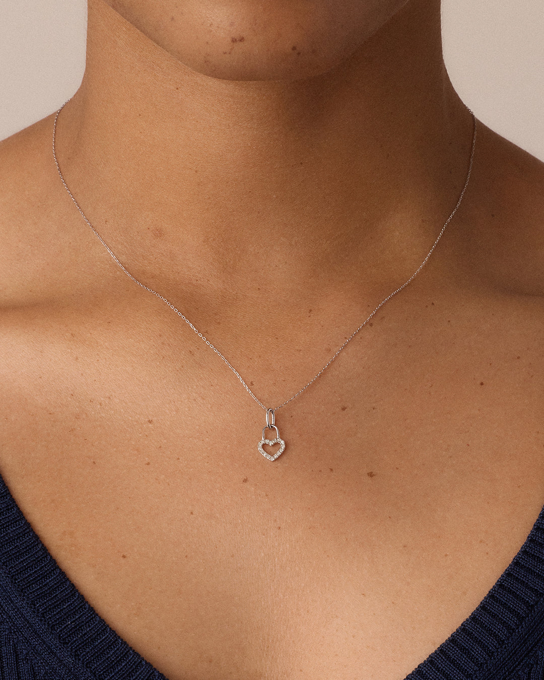 Diamond Heart Padlock Charm
