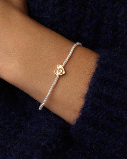 Pearl Vintage Heart Alphabet Bracelet