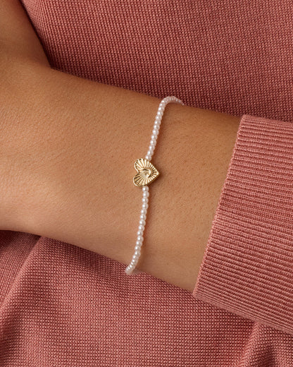Pearl Vintage Heart Alphabet Bracelet