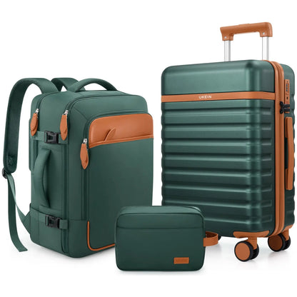 20" Carry On Suitcase, 3-Piece Luggage Set (24&28 inch sizes are not suitable for carry-on)& Travel Backpack, PC Hardside Spinner Luggage with TSA Lock, YKK Zipper, Lightweight Durable Suitcase for Men and Women Hard Shell Luggage