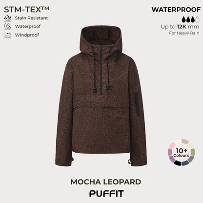 STM-TEX Waterproof Oversized Hoodie Coat – Warm Half-Zip Rain & Windproof Jacket with Adjustable Waist, Hood & Cuffs
